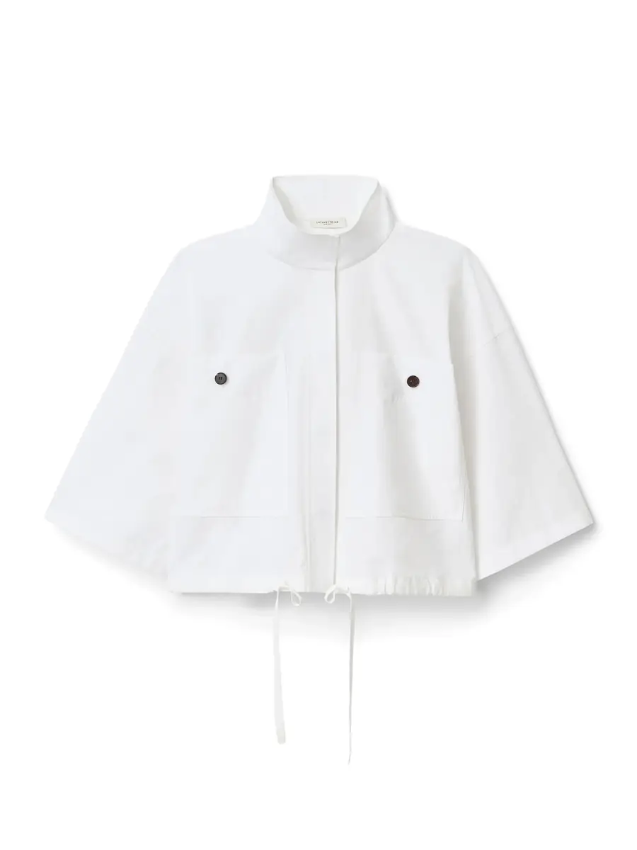 LAFAYETTE 148 Short-Sleeve Oversized Cotton Shirt Jacket