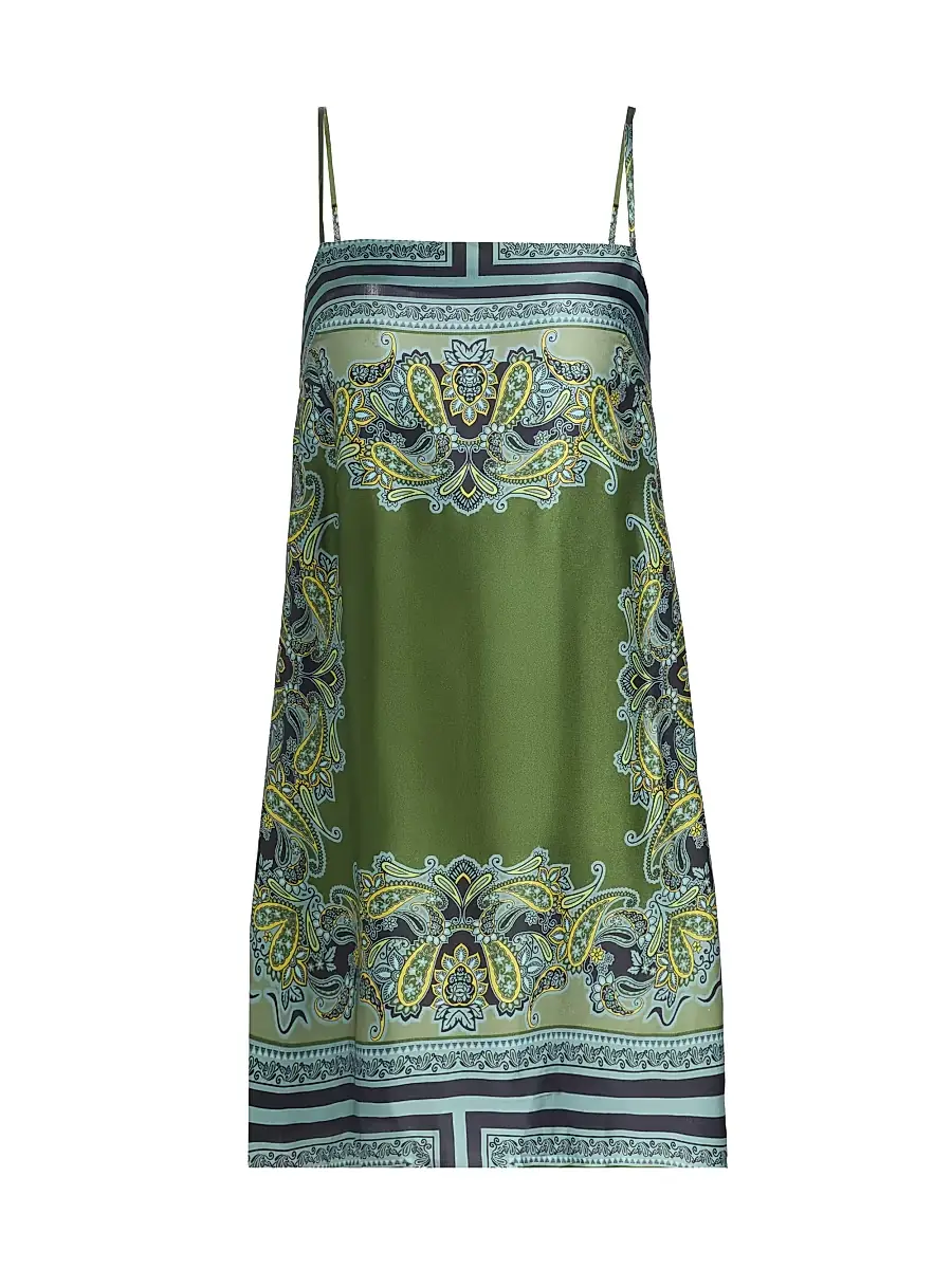 Misa Los Angeles Women's Maxine Paisley Satin Mini-Shiftdress - Moss Scarf