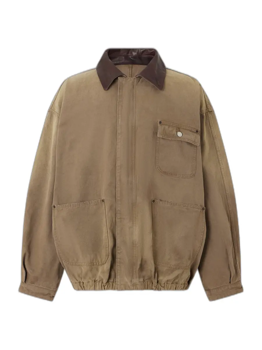 ssstein Leather-Trimmed Garment-Dyed Cotton-Canvas Jacket - Men