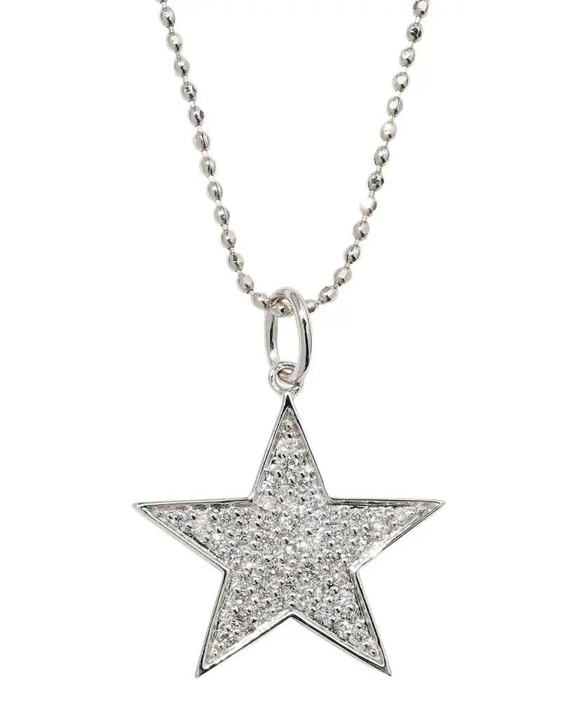 Sydney Evan 14k White Gold Medium Diamond Star Necklace