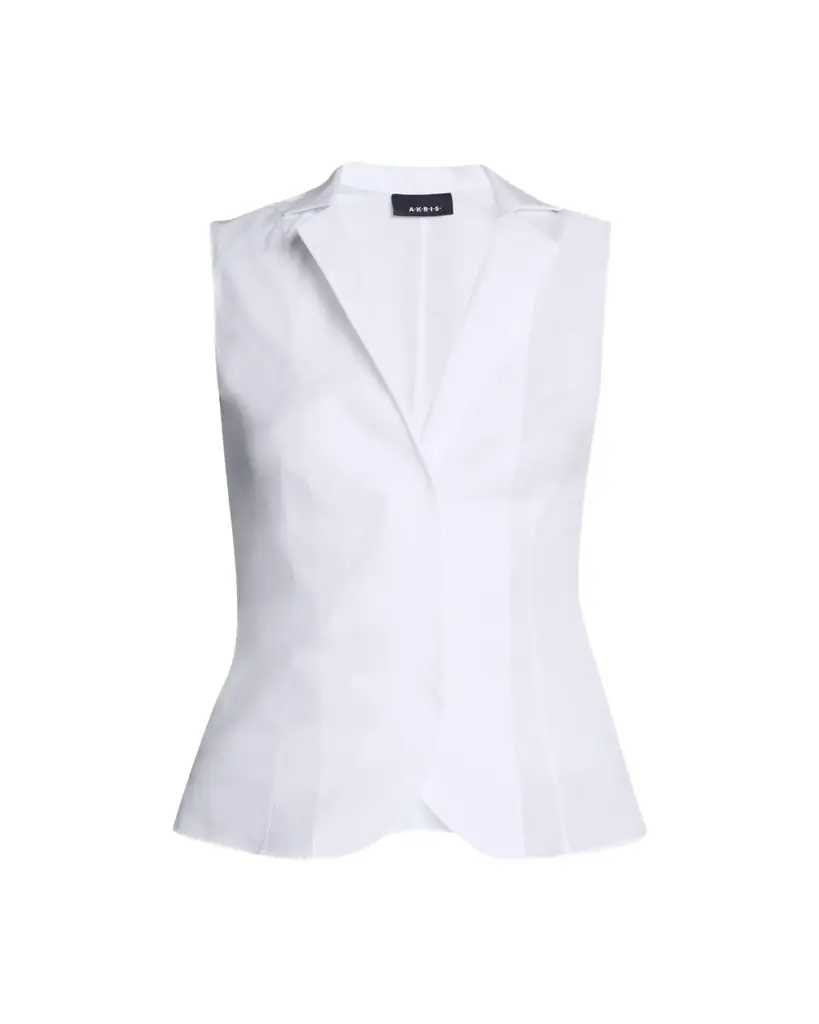 Akris Notched Stand-Collar Sleeveless Button-Front Blouse