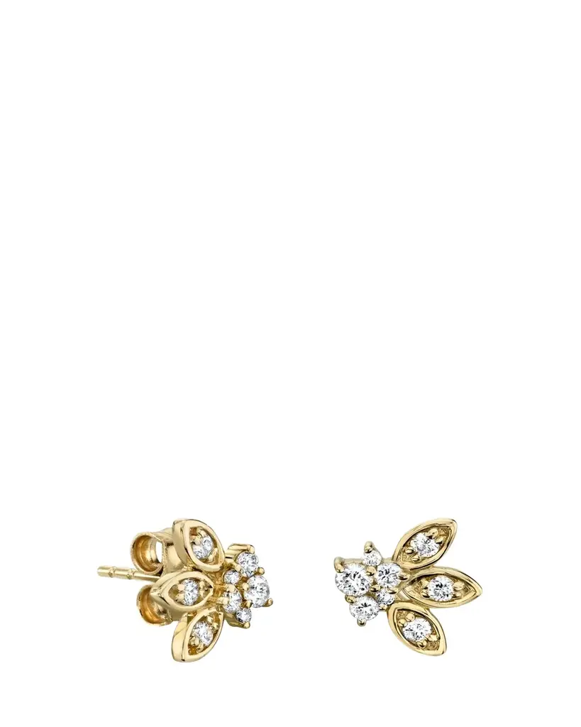 Sydney Evan Single 14k Gold Diamond Petal Stud Earring