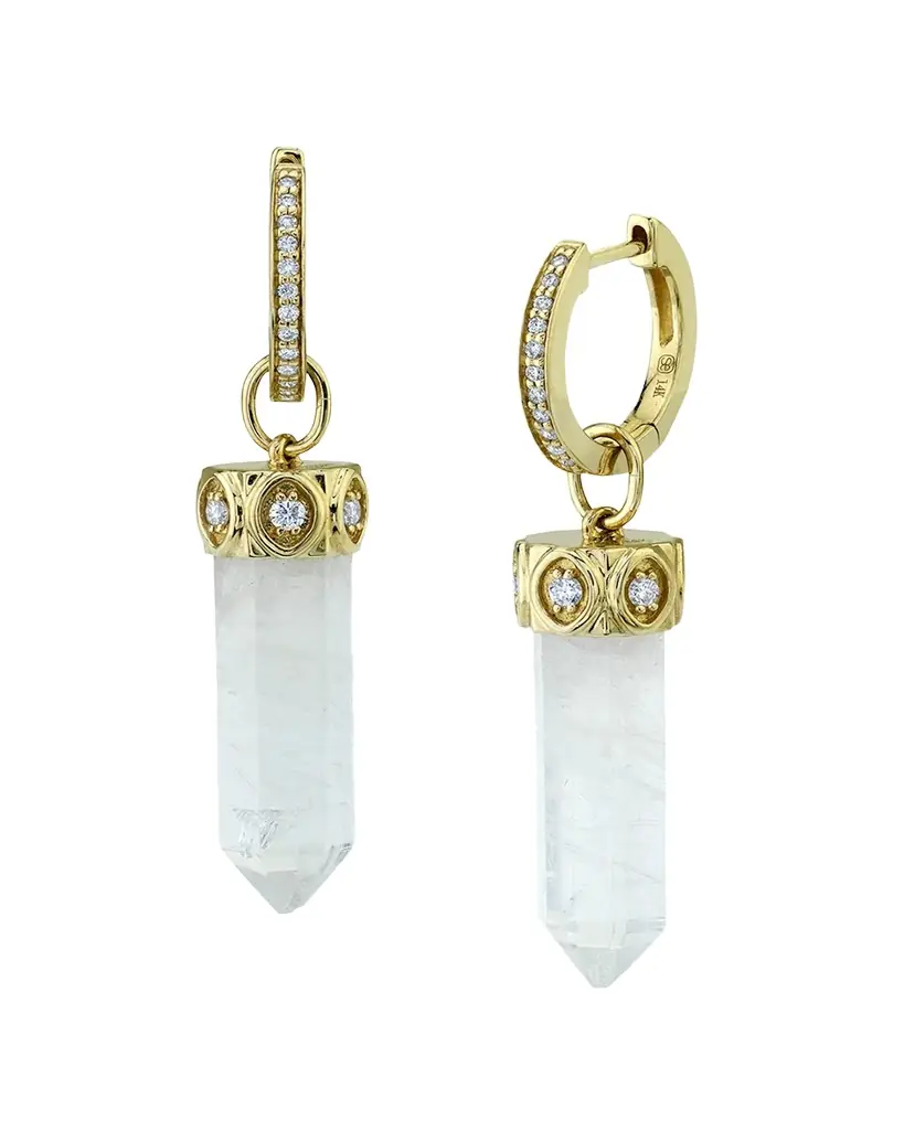 Sydney Evan 14k Yellow Gold Moonstone Crystal Earring, Single