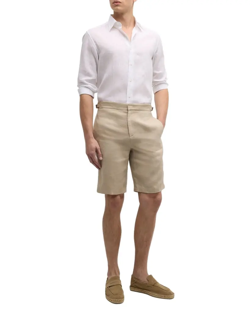 Brioni Men 's Solid Linen Sport Shirt