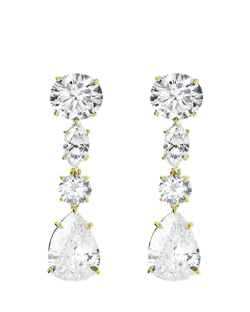 Fantasia by DeSerio 12 TCW Linear CZ Drop Earrings