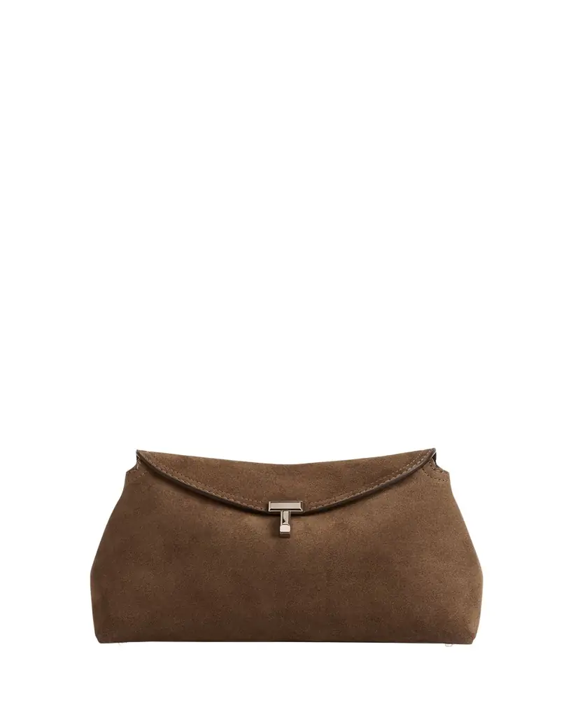 Toteme T Lock Suede Clutch Bag