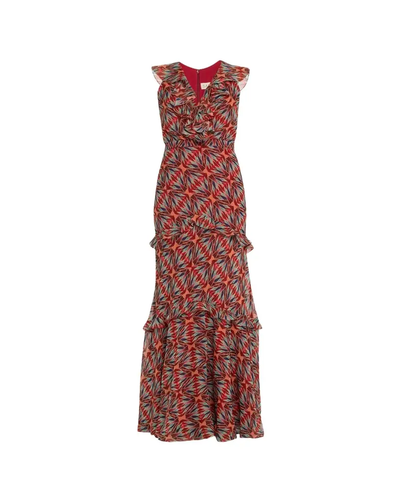 Saloni Rita Tiered Ruffle Cocktail Dress