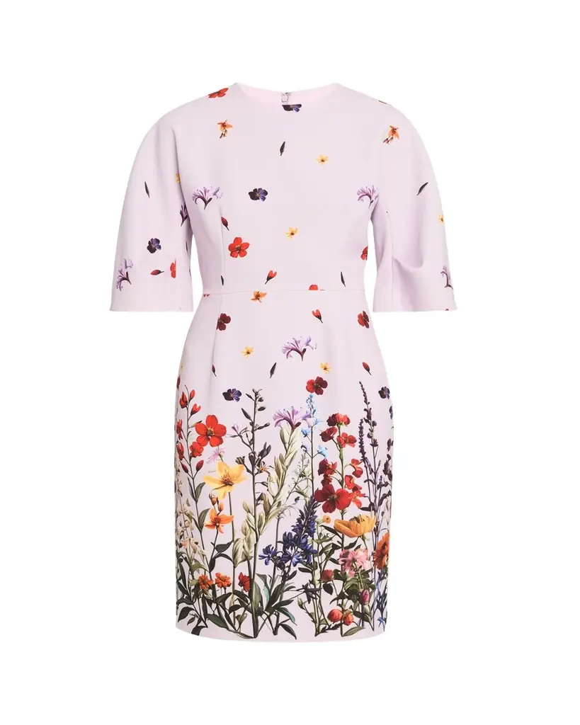 Rickie Freeman for Teri Jon Floral-Print Crepe Column Dress