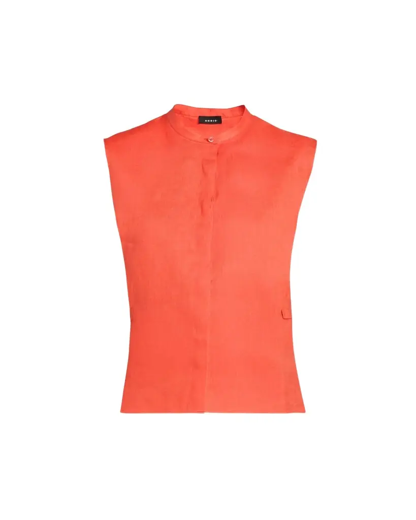 Akris Linen Sleeveless Button-Down Blouse