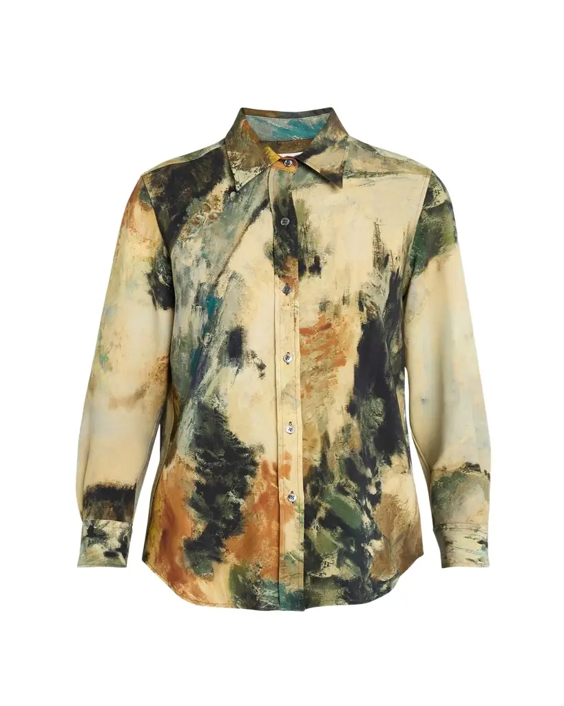 Libertine Modernist Landscape Silk Button-Down Shirt