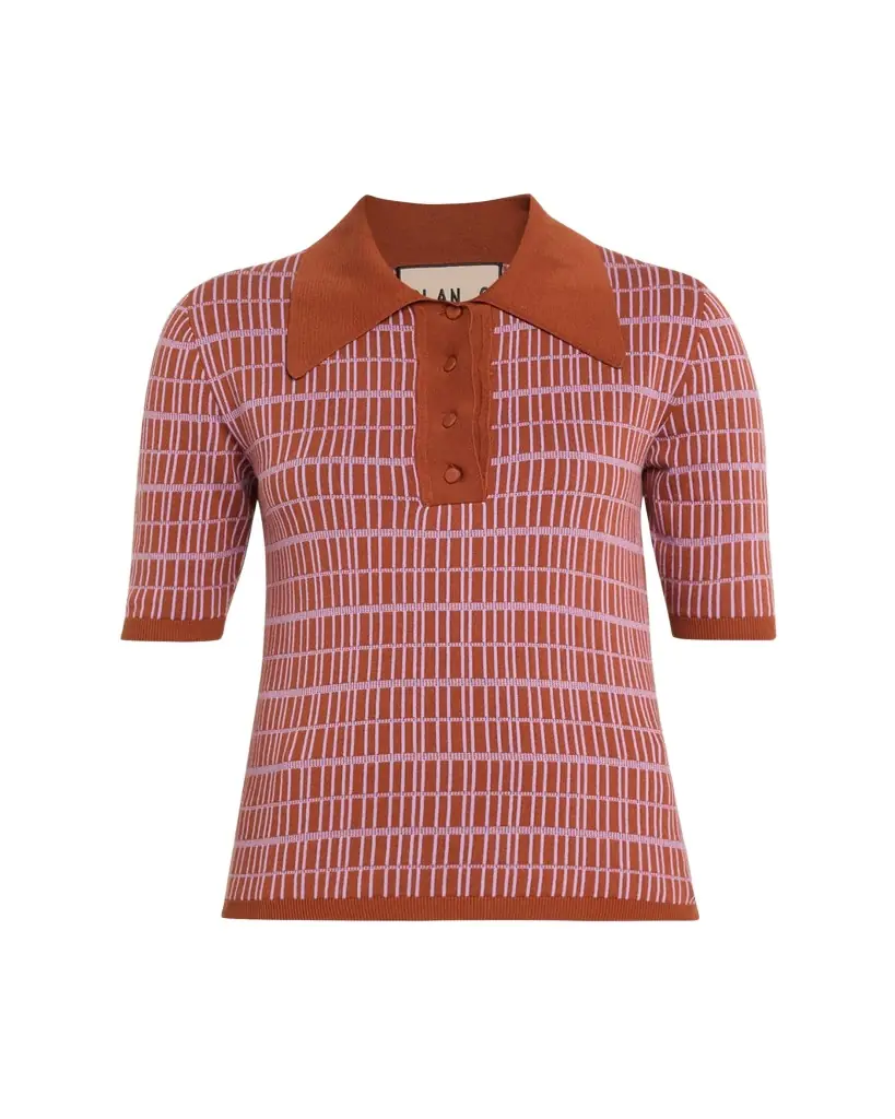 Plan C Check Short-Sleeve Polo Shirt - Women's Clothing