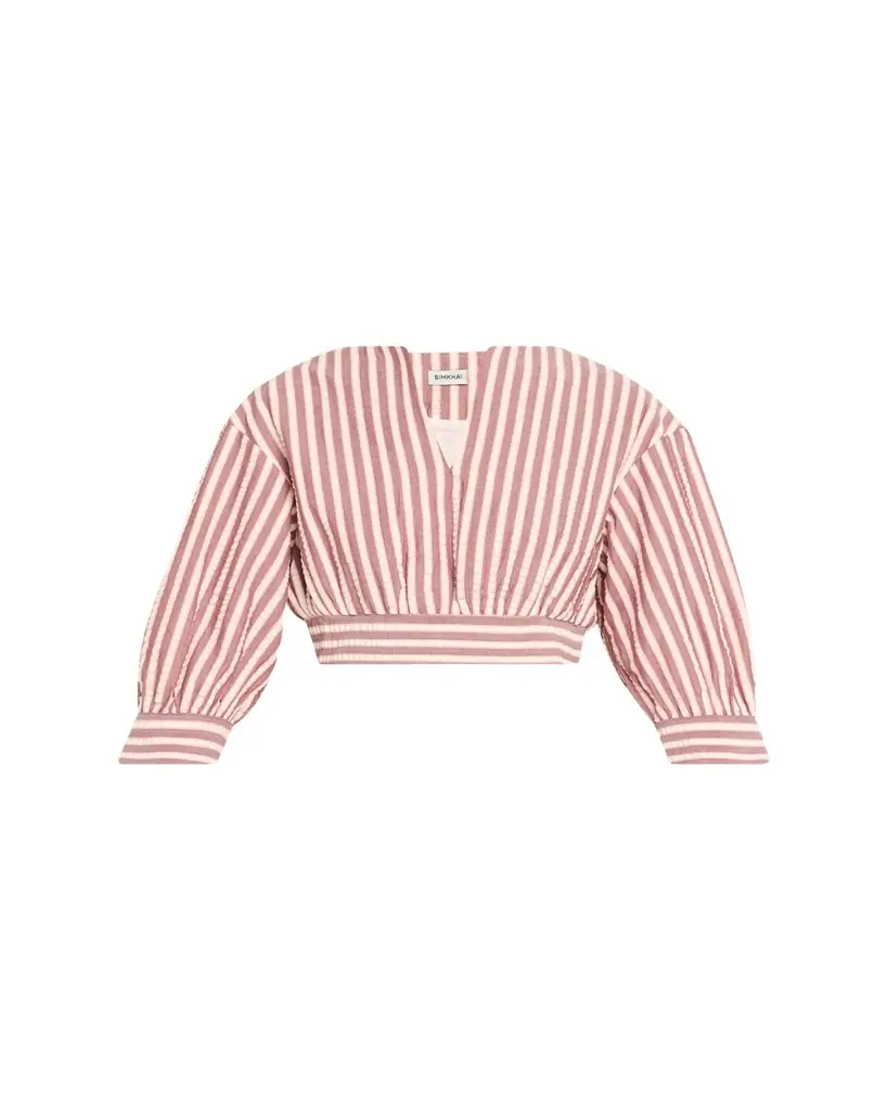 SIMKHAI Noralie Striped Seersucker Crop Top