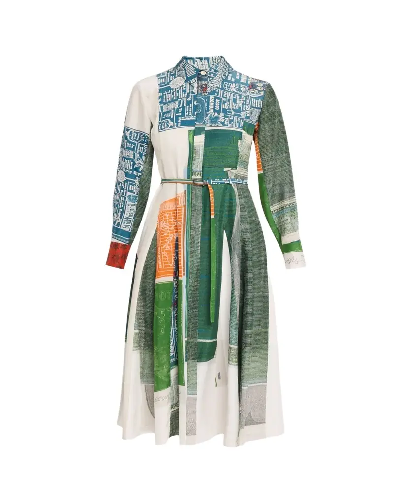 Jason Wu Collection x Robert Rauschenberg Sandwashed Silk Midi Shirtdress