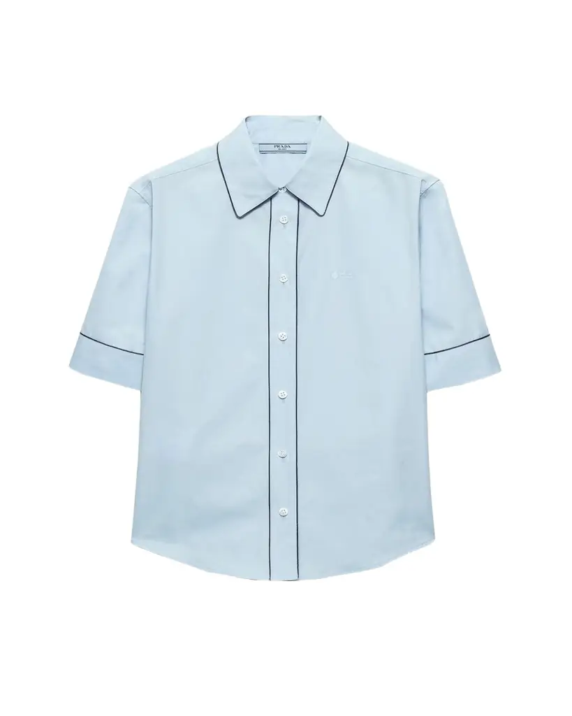 Prada Short-Sleeve Cotton Button-Down Top
