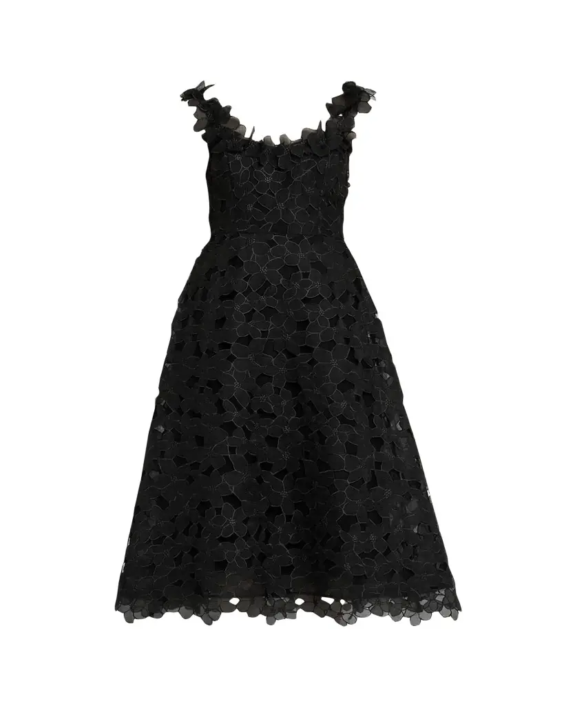 Rickie Freeman for Teri Jon Sleeveless Organza Lace Midi Dress