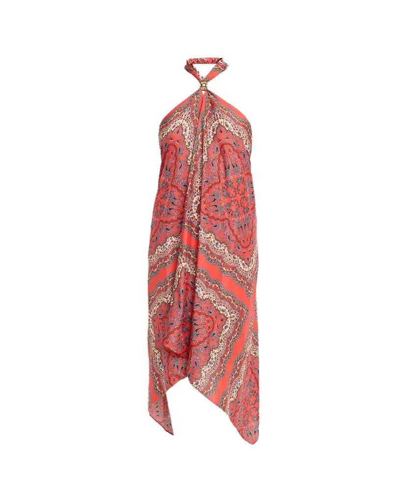 Cara Cara Twist Printed Silk Scarf Dress