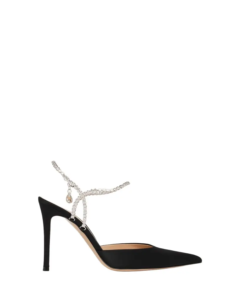 Gianvito Rossi 105mm Satin Crystal Ankle-Strap Pumps