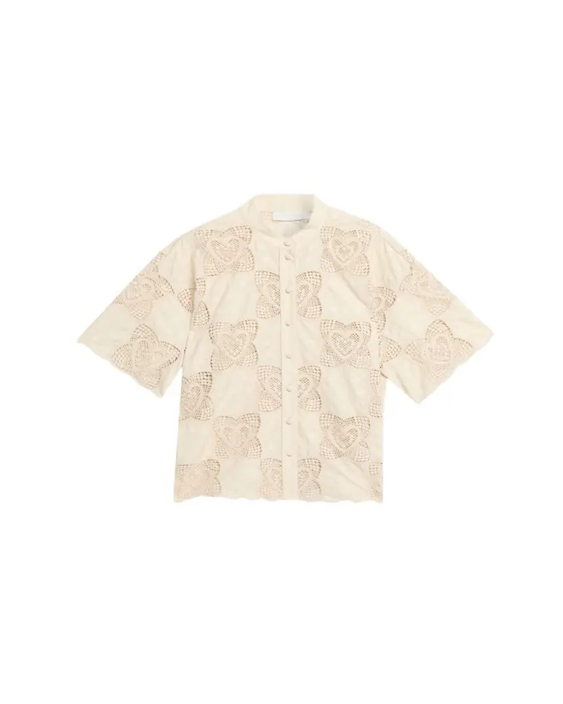 Zimmermann Wanderlust Embroidered Crochet Shirt