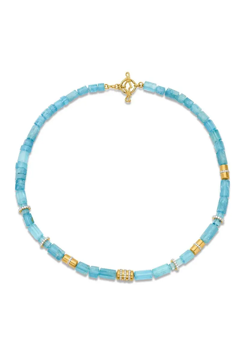 EDINA KISS Aquamarine Beaded Necklace