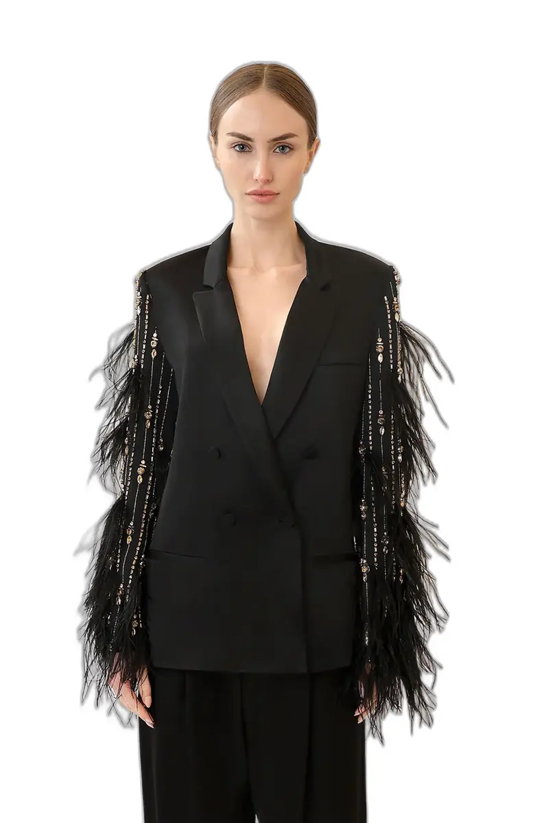 LAPOINTE Satin Blazer With Deco Stripe Embroidery