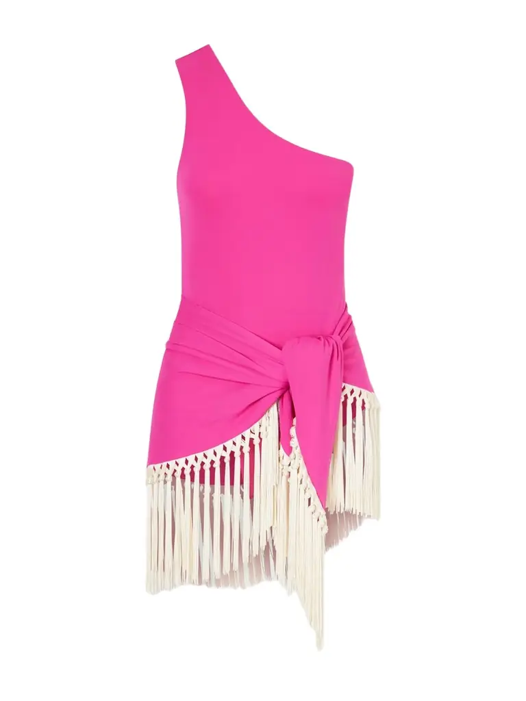 Taller Marmo Yacare Fringed One-shoulder Swimsuit