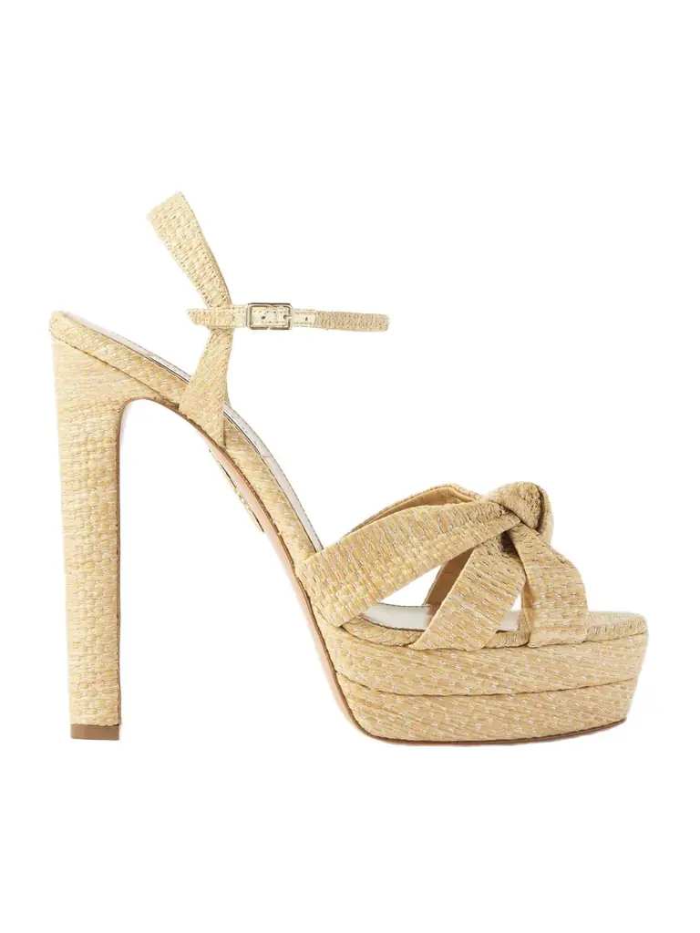 Aquazzura Nina 130 Raffia Platform Sandals