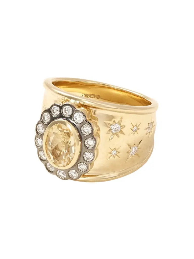 Marlo Laz Lexi Cigar Band 14-karat Gold, Citrine And Diamond Ring