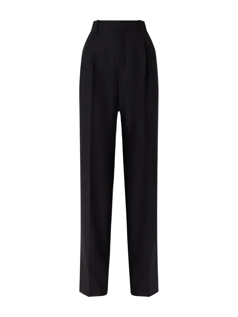 Saint Laurent Pleated Wool Straight-leg Pants