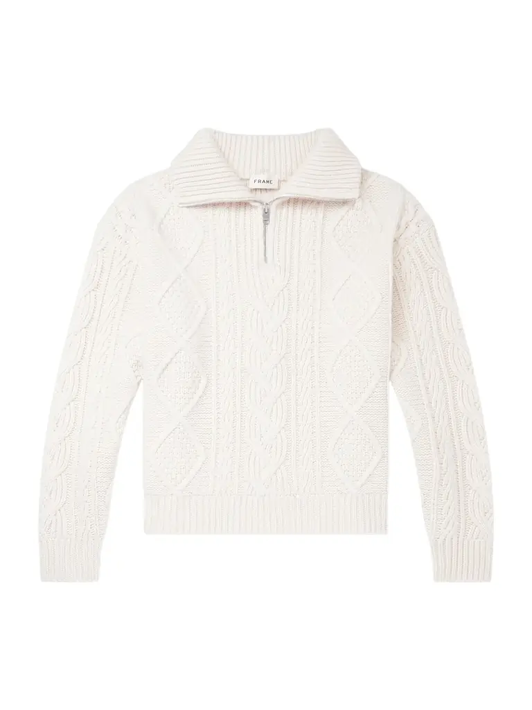 Frame Cable-Knit Wool and Cashmere-Blend Half-Zip Sweater - Men