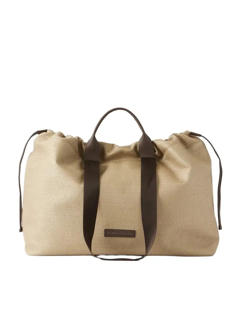 Brunello Cucinelli Leather-Trimmed Raffia Weekend Bag - Men
