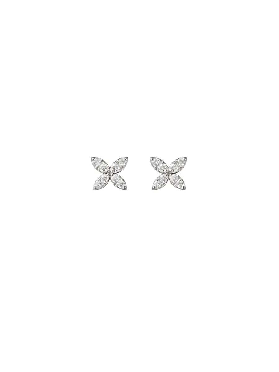 Wish Fine Jewelry 0.32ct Diamond 14K Gold Leaf Stud Earrings