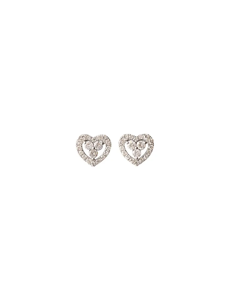Wish Fine Jewelry 0.90ct Diamond 18K Gold Heart Stud Earrings