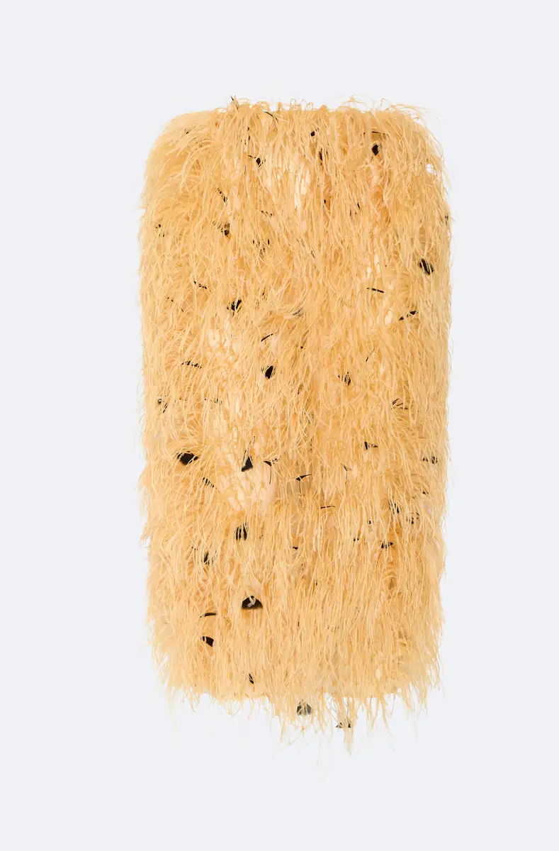 LAPOINTE Multi Feather Embroidery High Waist Skirt