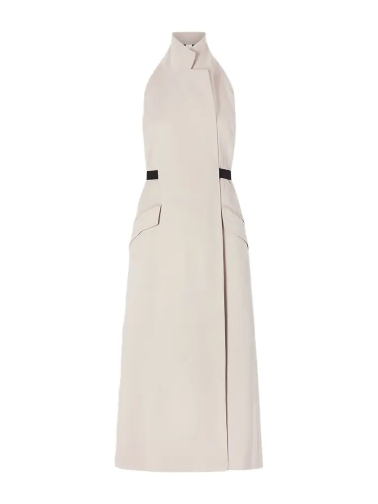 Max Mara Cime Stretch Cotton And Wool-blend Halterneck Maxi Dress