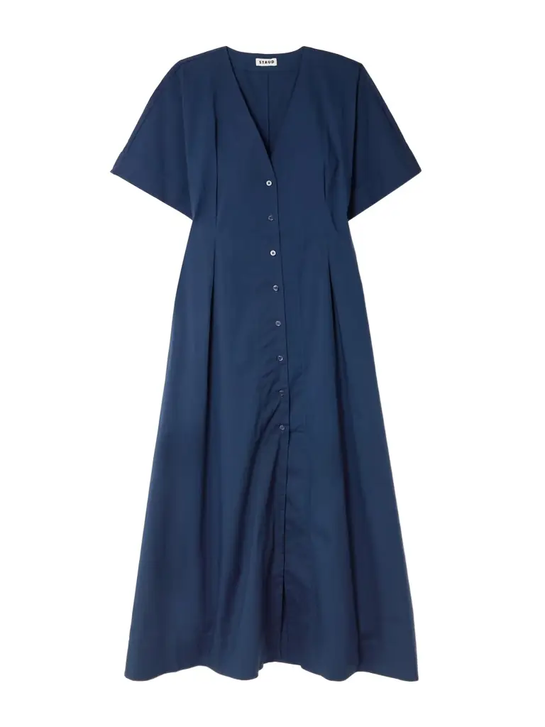 Staud Elle Cotton-blend Midi Dress