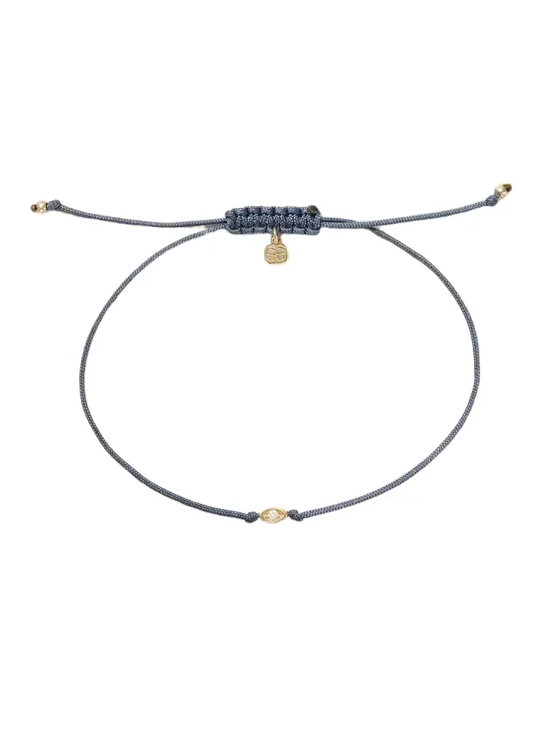 Sydney Evan Tiny Evil Eye 14-karat Gold, Cord And Diamond Bracelet