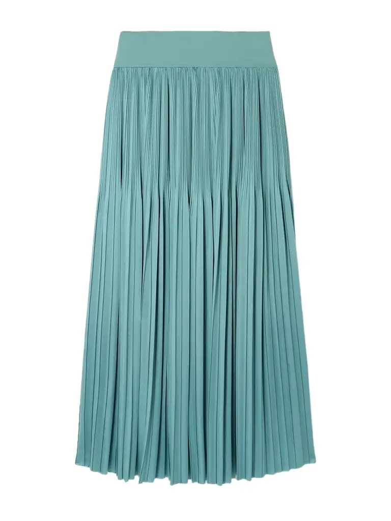 Joseph Rabat Stretch Knit-trimmed Pleated Satin Midi Skirt