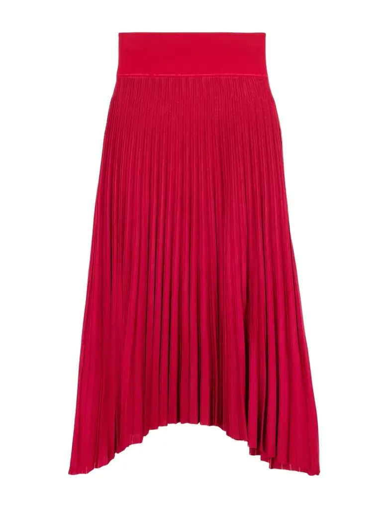 Maria McManus Asymmetric Plissé Cotton Midi Skirt