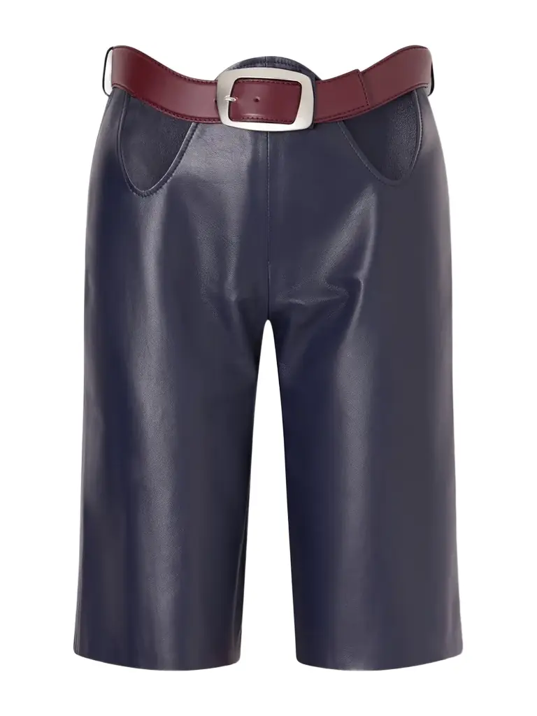Jean Paul Gaultier Belted Cut-out Leather Shorts