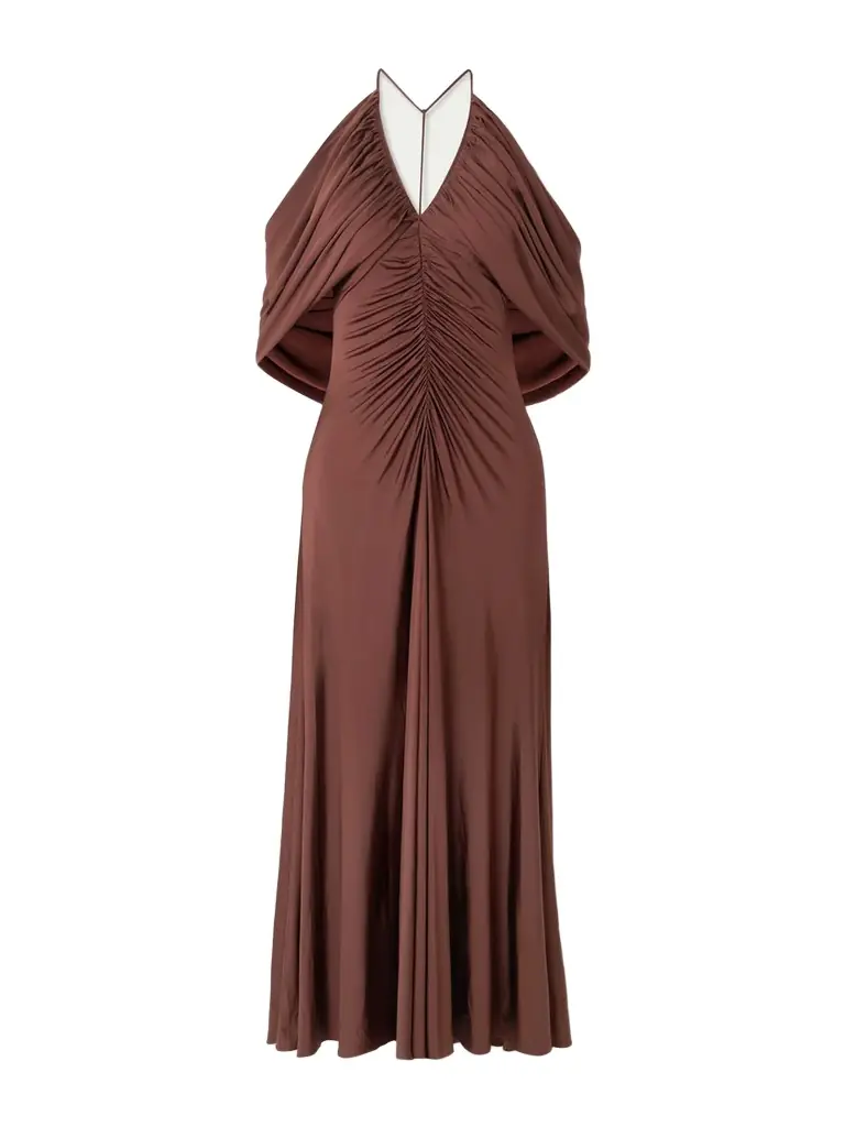 Self-Portrait Off-the-shoulder Draped Stretch-jersey Midi Dress