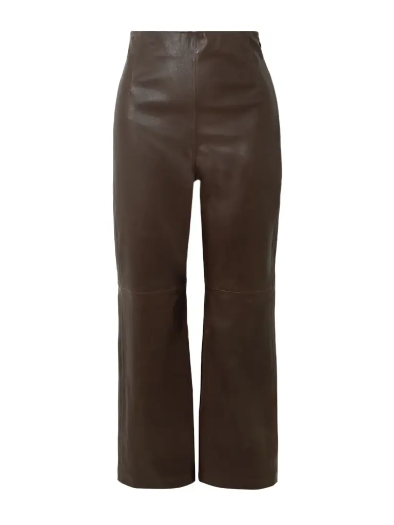 Nour Hammour Paneled Leather Flared Pants