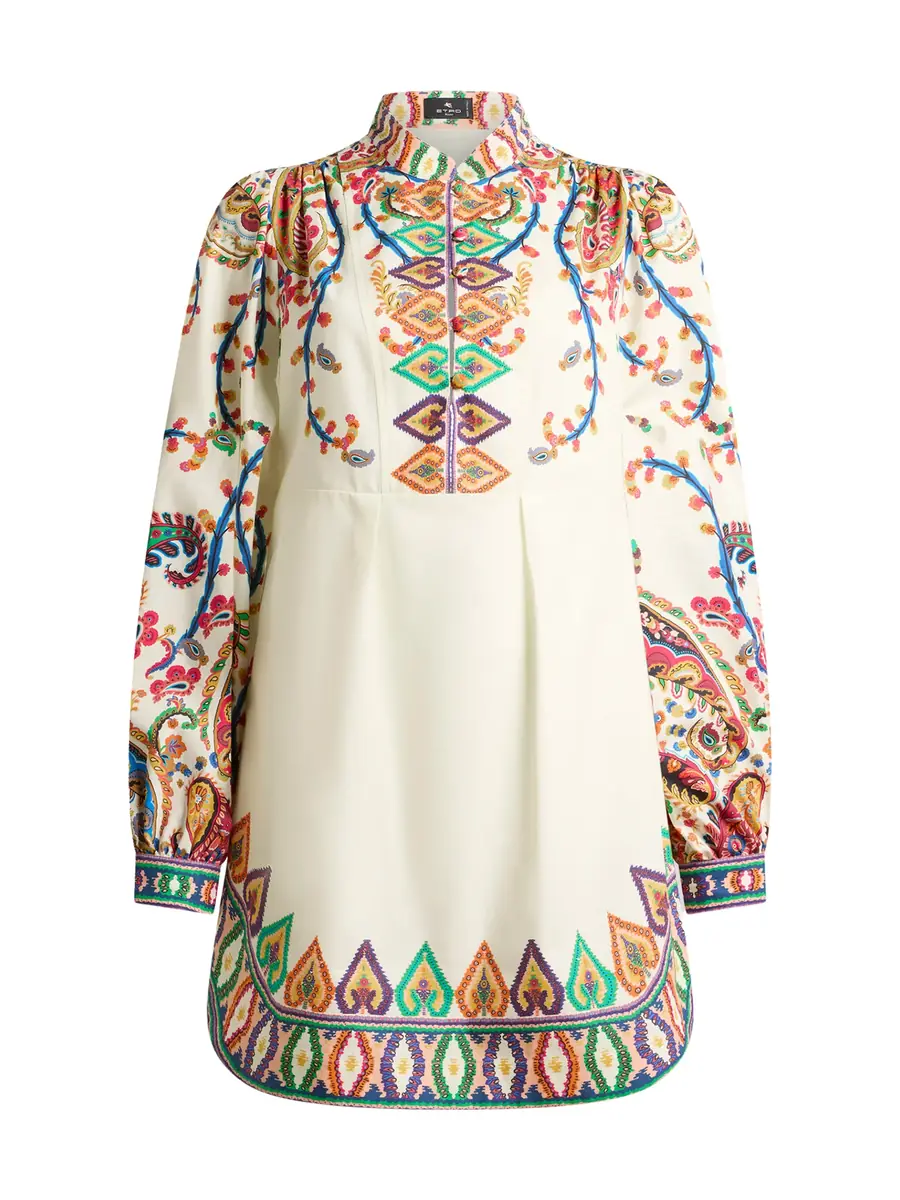Etro Floral Paisley A-Line Cotton Mini Dress