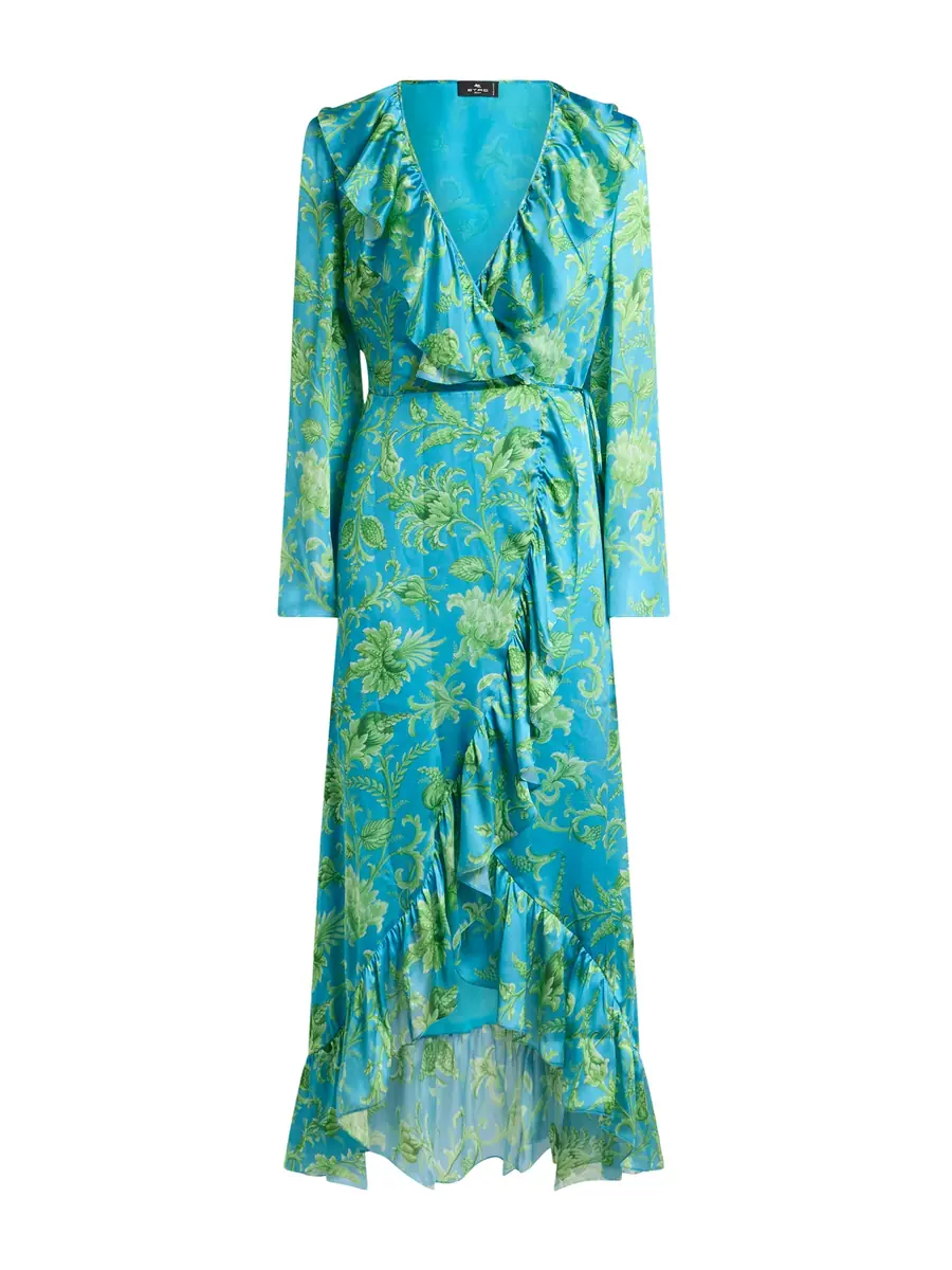 Etro Ruffled Silk Wrap Maxi Dress