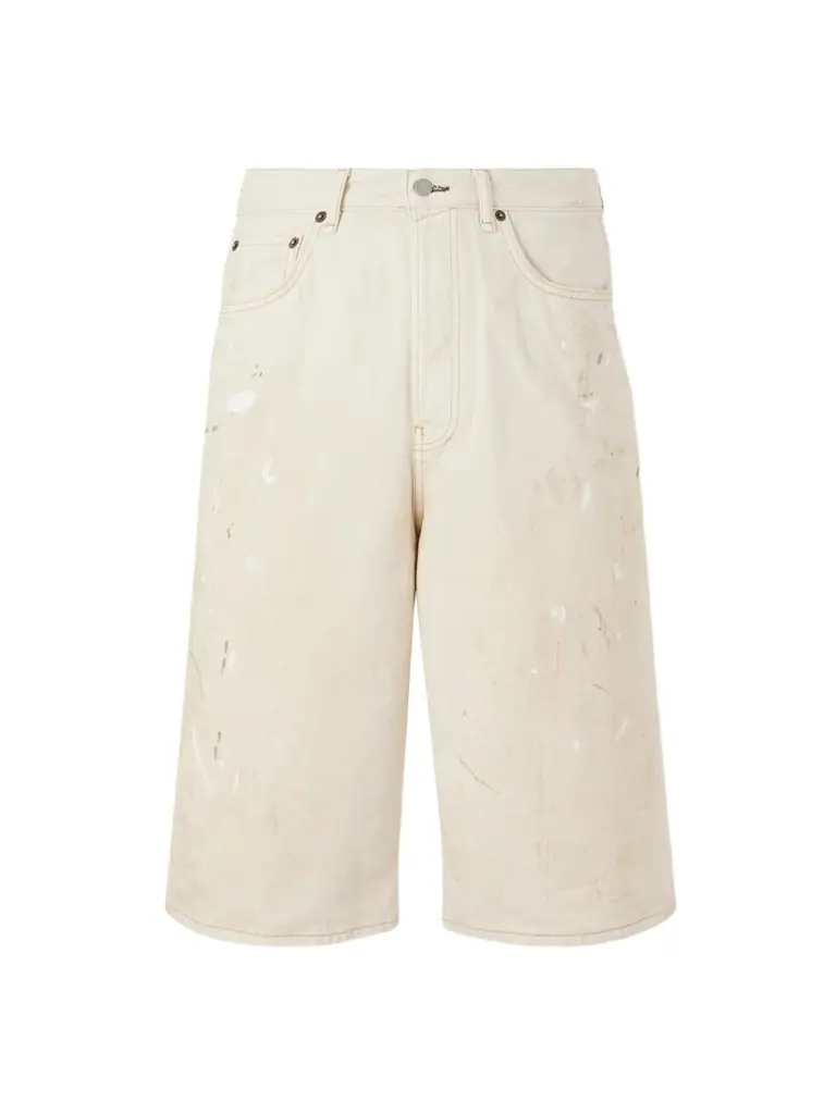 Acne Studios Judda Straight-Leg Paint-Splattered Cotton Shorts - Men