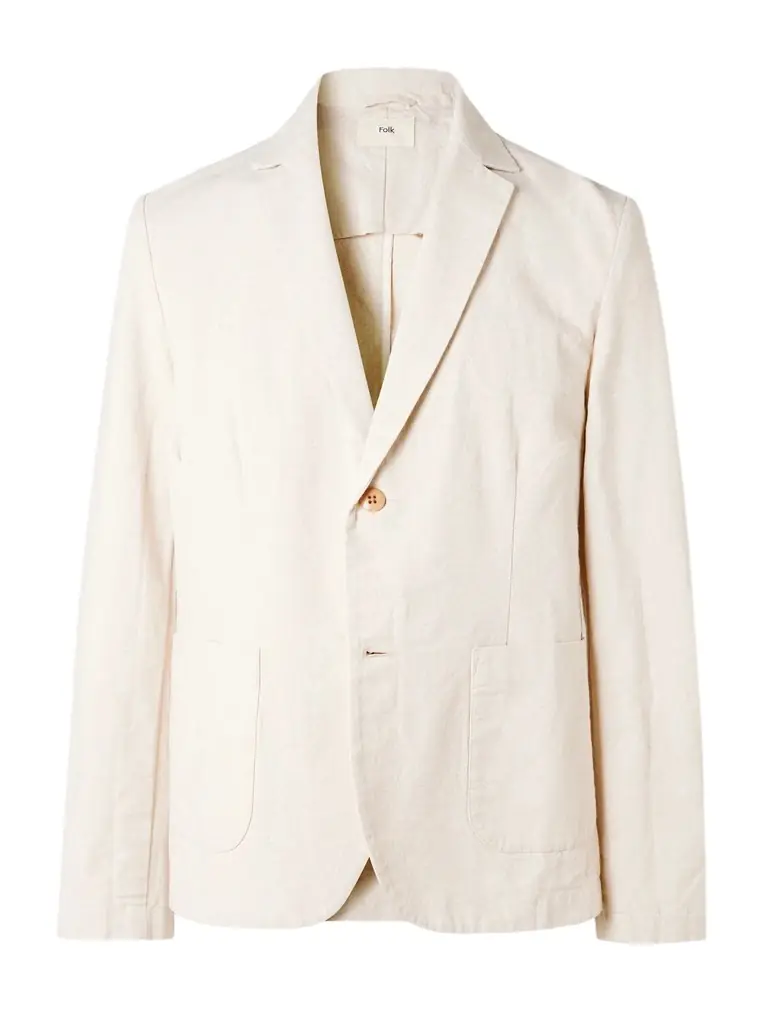 Folk Cotton and Linen-Blend Blazer - Men