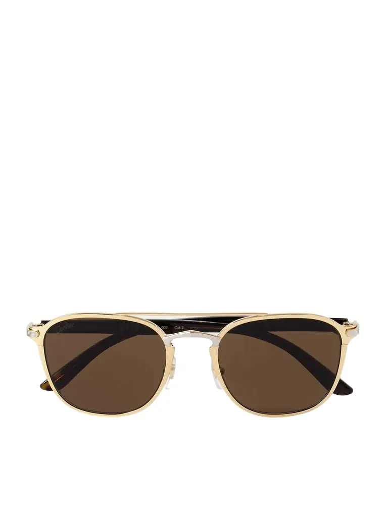 Cartier Eyewear Aviator-Style Gold- and Palladium-Tone and Tortoiseshell Acetate Sunglasses - Men