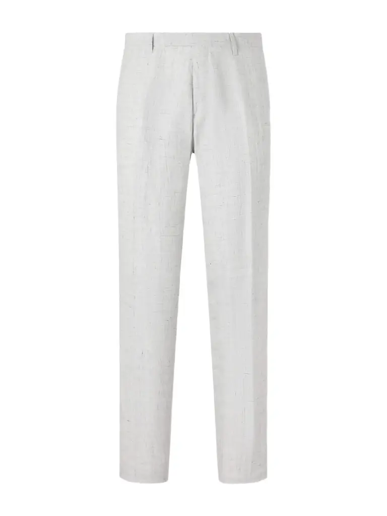 MR P. Linen Delave Check Slim Suit Trousers - Men
