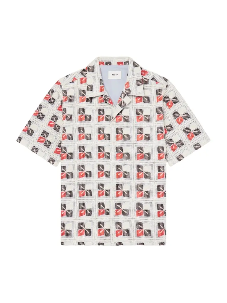 NN07 Julio Camp-Collar Embroidered Voile Shirt - Men