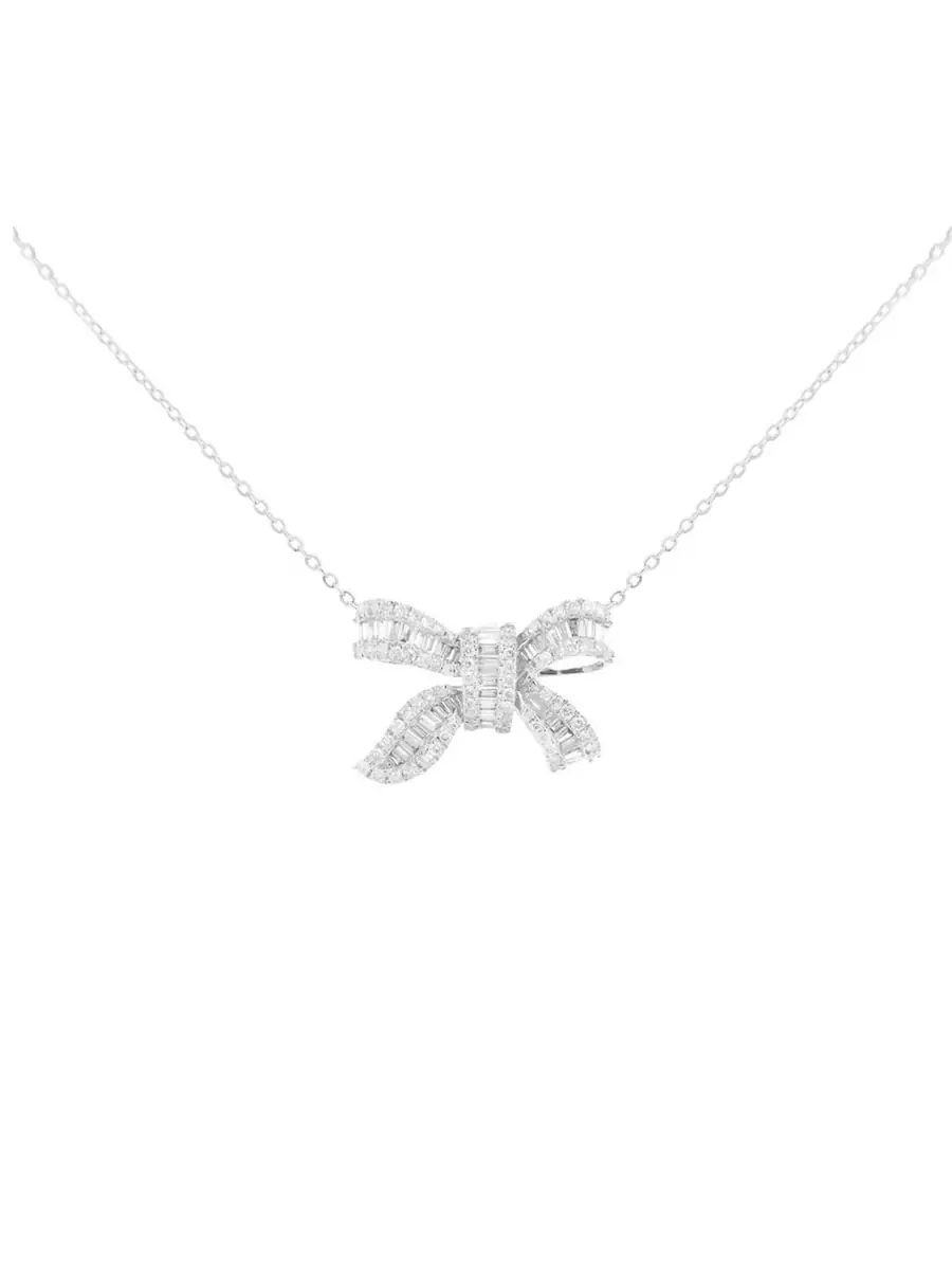 Wish Fine Jewelry 1.00ct Diamond 18K Gold Bow Necklace