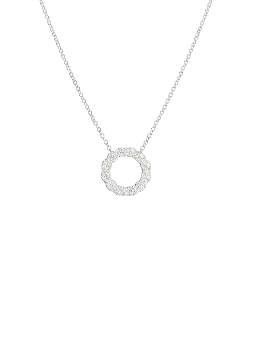 Wish Fine Jewelry 1.55ct Diamond 14K Gold Circle Pendant Necklace